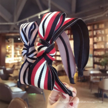 wholesale New Fashion Simple Temperament Hair Band Stripe Matching Color Bow Wide Edge Headbands for women